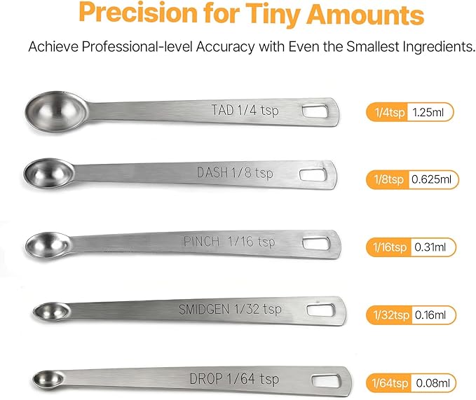 Mini Measuring Spoons Set, 18/8 Stainless Steel Teaspoon - Image 4