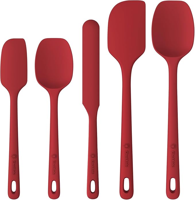 ChefAide 5 Pieces Silicone Spatula Set, Food Grade Rubber Spatula, Upgrade by ChefAide