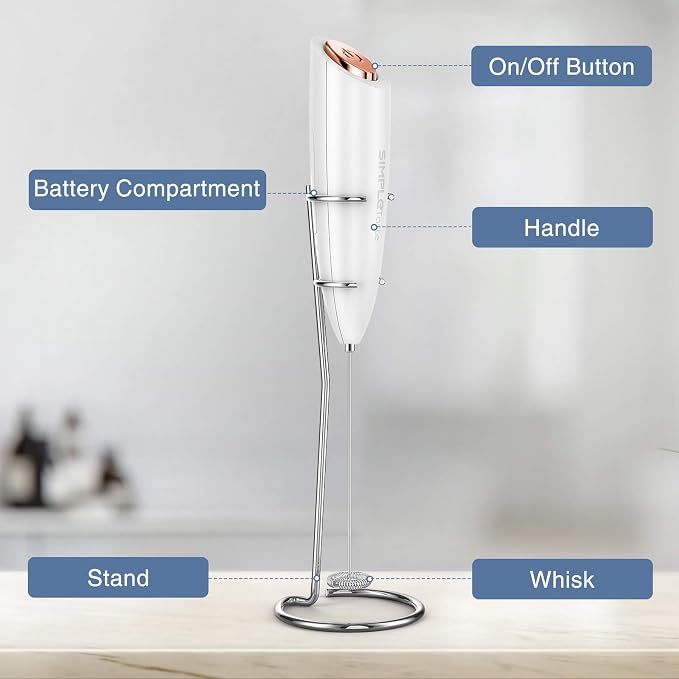 SIMPLETASTE Milk Frother Handheld Electric Foam Maker, Drink Mixer - Image 6