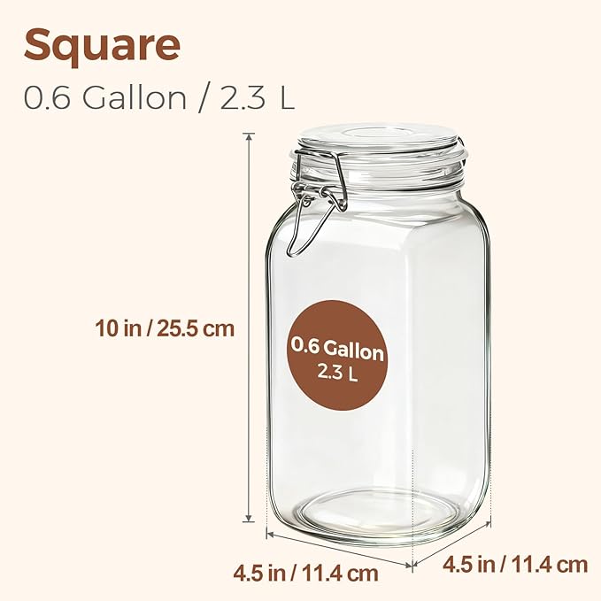 ComSaf 3-Pack 78oz Large Square Airtight Glass Jars - Image 2