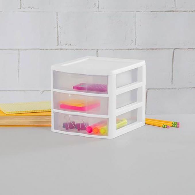 Sterilite Clearview Plastic Multipurpose Small 3 Drawer Desktop Storage - Image 6