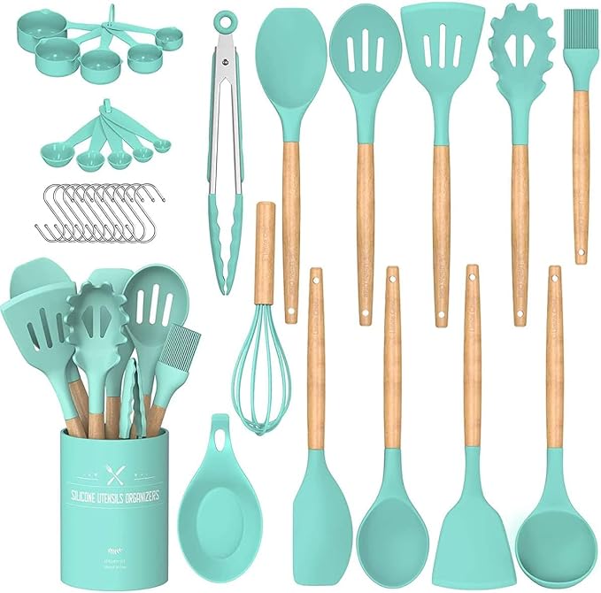 Umite Chef Kitchen Cooking Utensils Set, Wooden Handle Heat Resistant Silicone by UmiteChef