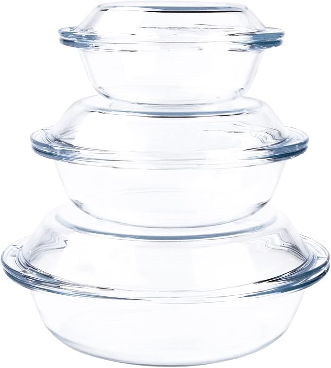 Set of 6 Round Glass Casserole Dishes, Nesting Glass Baking Dish Set - Image 7