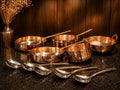 Hand Hammered Pure Copper Cookware Set with Serving Spoon