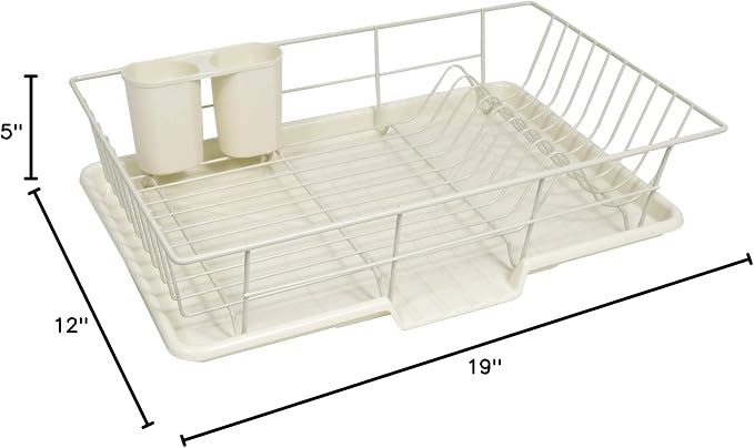 Sweet Home Collection Metal, Plasic 3 Piece Dish Drainer Rack Set - Image 2