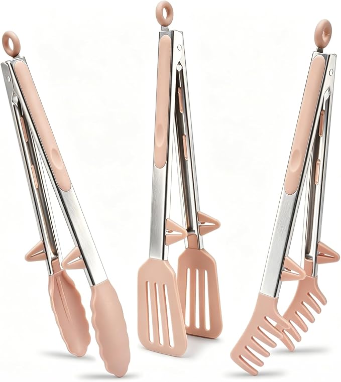 Tongs for Cooking, Food Grade Serving Tongs Set of 3 by TOWINGO