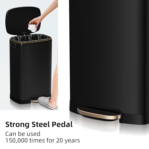 KdbK 13 Gallon Trash Can with Lid, 50L Fingerprint Proof Stainless Steel - Image 4