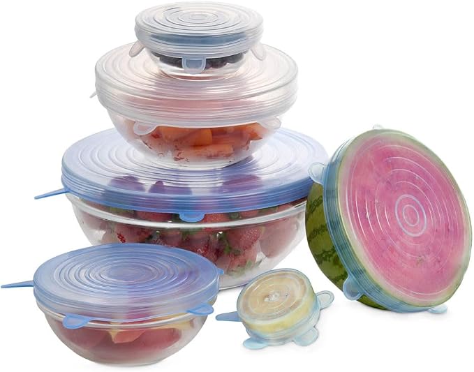 HIC Kitchen Reusable Stretch Food Storage Lids, 13-Piece Set, Includes 12 Lids by HIC