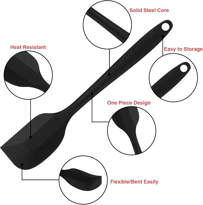 Silicone Spatulas Set of 6, Rubber Spoon Spatula Heat Resistant Spoonula One - Image 5