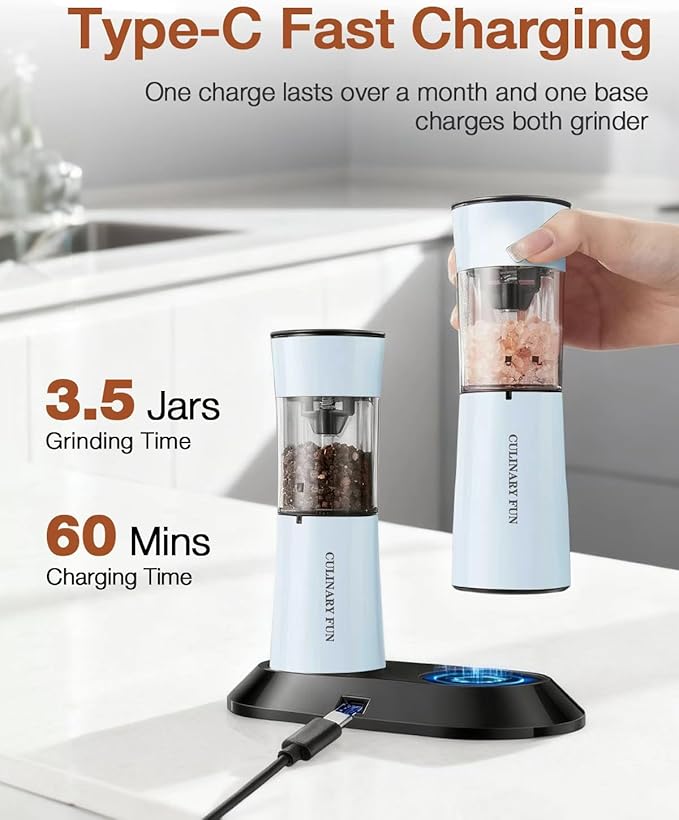 Gravity Electric Salt and Pepper Grinder Set 2-Pack - Image 3