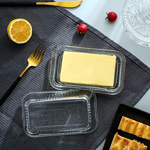 Glass Butter Dish with Lid from 1500 C Tabletop Farm-house Heavy Thick