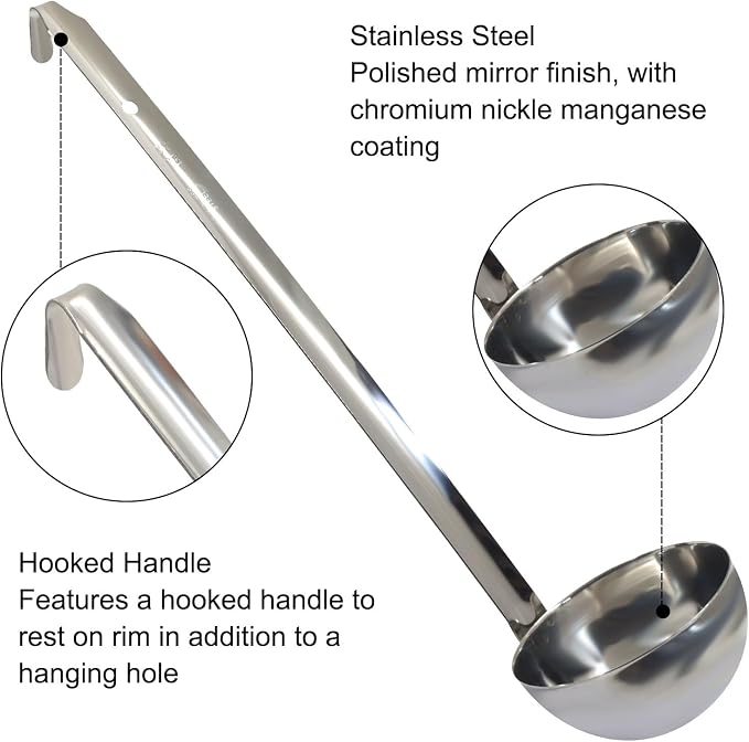 5 Oz Stainless Steel Ladle, 11.8" Long Handle Length - Image 3