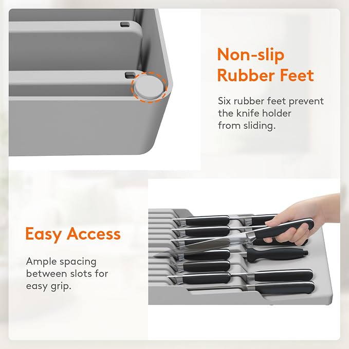Lifewit Magnetic Drawer Knife Organizers Insert, Kitchen Plastic In Drawer - Image 6