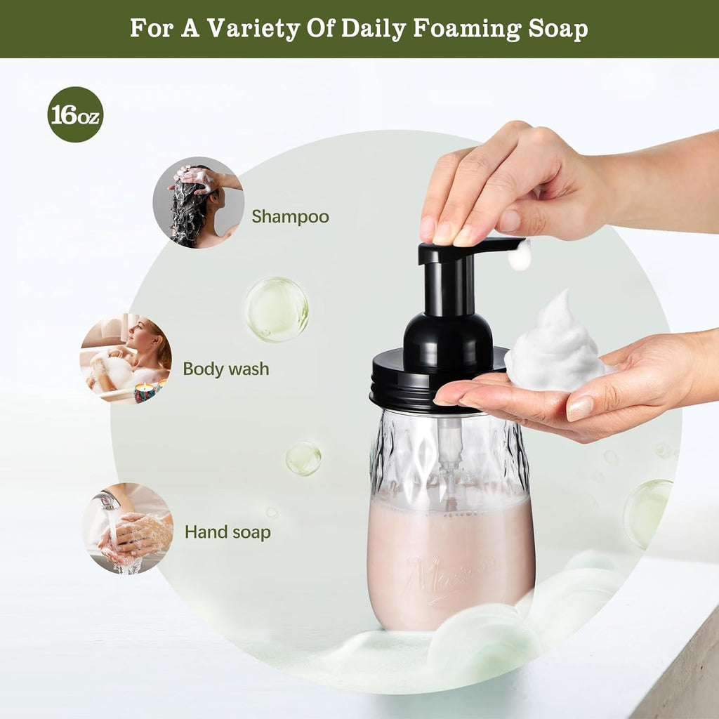 Amolliar 16Oz Foaming Soap Dispenser with Pump Lid, Plastic Refillable