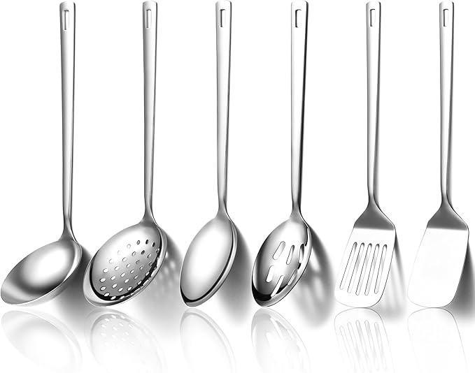 Evanda Kitchen Utensils Set 6pcs, Stainless Steel Cooking Utensils Set by Evanda