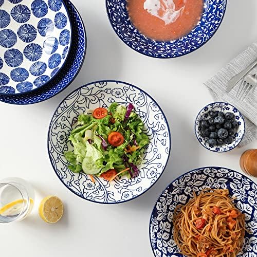 Selamica Porcelain 40oz Large Bowls 9 inch Big Pasta Salad Bowls