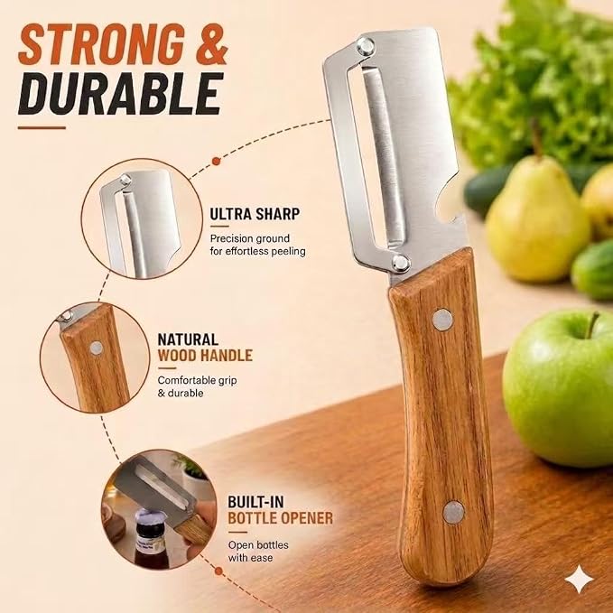 2-Pack Vegetable Peeler with Bottle Opener, Thickened Stainless Steel Wide Blade - Image 5