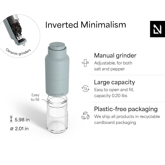LARS NYSØM Salt and Pepper Grinder Set, Stainless Steel Manual Salt and Pepper - Image 4