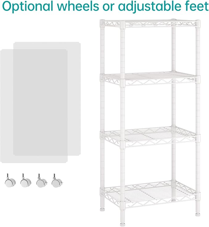 SINGAYE 4 Small Shelves Storage Shelf Wire Shelving Unit Metal Shelf Adjustable - Image 4