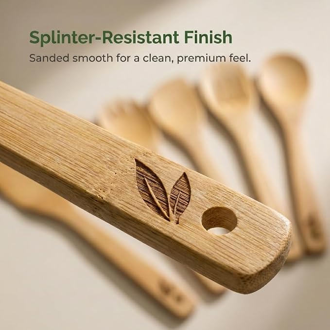 Dishwasher Safe Bamboo Wooden Spoons - Image 8