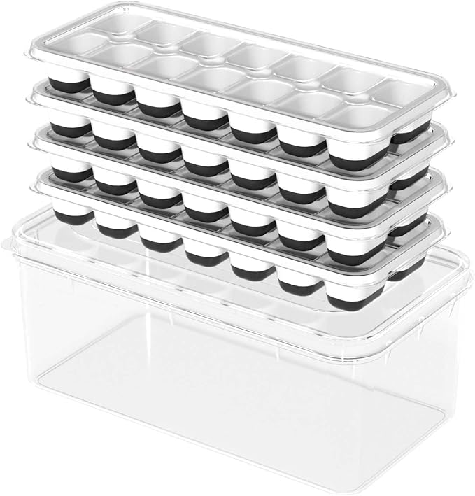 DclobTop Ice Cube Trays with Lid and Bin, Ice Trays by DclobTop