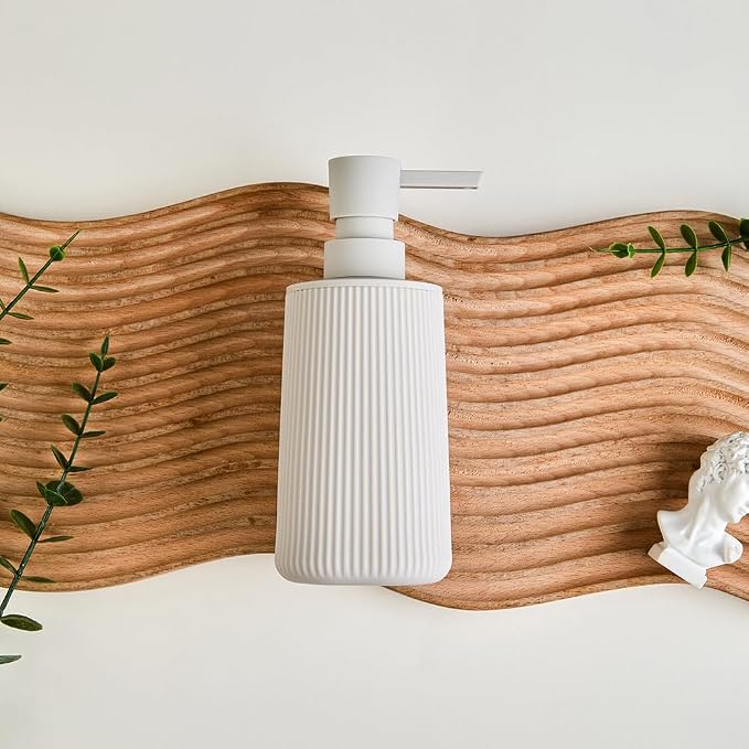 Small Soap Dispenser for Bathroom and Kitchen, Modern Farmhouse Striped Style - Image 5