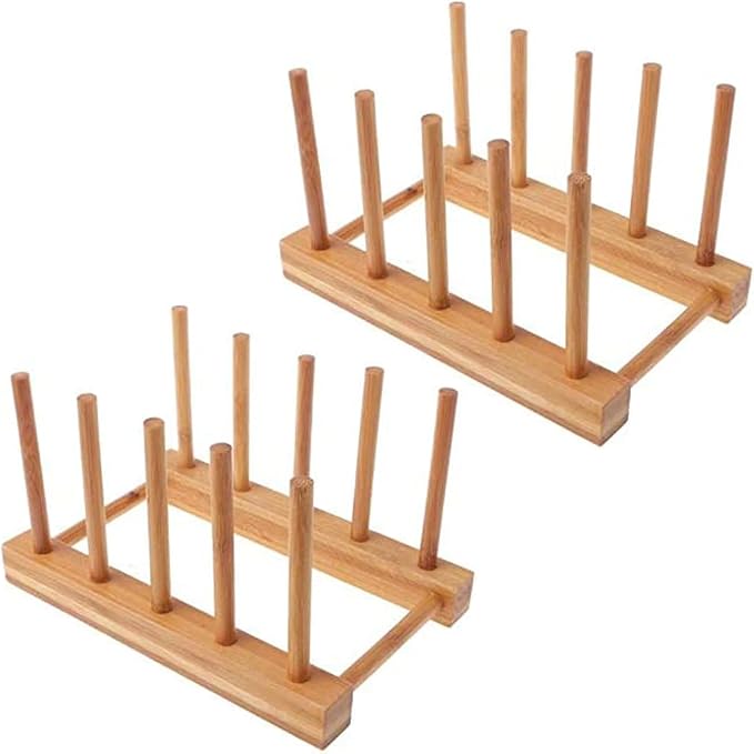 YWSHF 2 PCS Bamboo Wooden Dish Rack Dishes Drainboard Drying Drainer Storage by YWSHF
