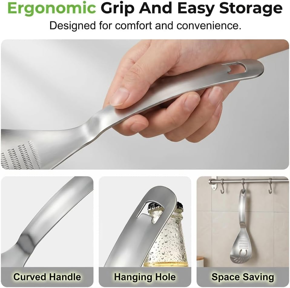 5-in-1 Stainless Steel Cooking Spoon,Multifunctional Stainless Steel