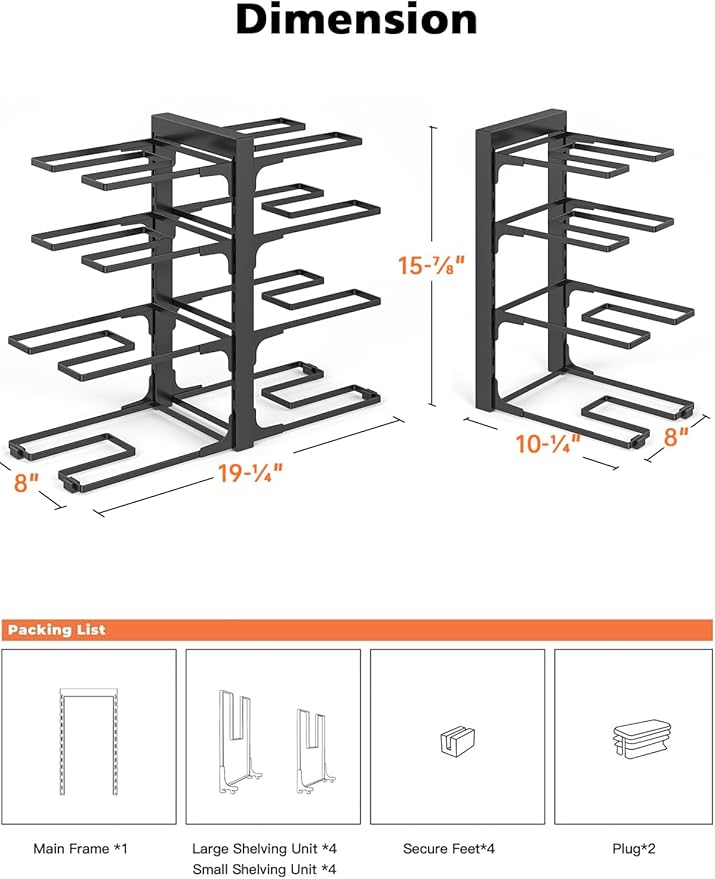 MUDEELA 8-Tier Pots and Pans Organizer under Cabinet, 15.83" Height Heavy Duty - Image 3