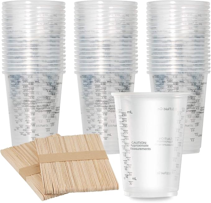 XUXU 100pcs 8oz Graduated Clear Plastic Measuring Cups by XUXU