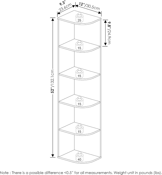 Furinno PASIR Book Shelf, 5-Tier Corner Bookshelf - Image 3