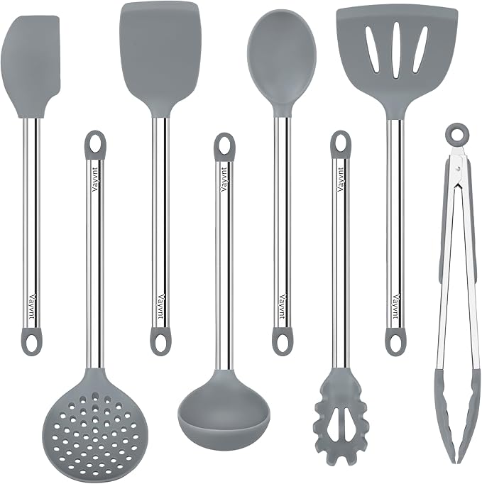 8 PCS Cooking Utensils Set, Vayvnt Silicone Kitchen Spatula Set by Vayvnt