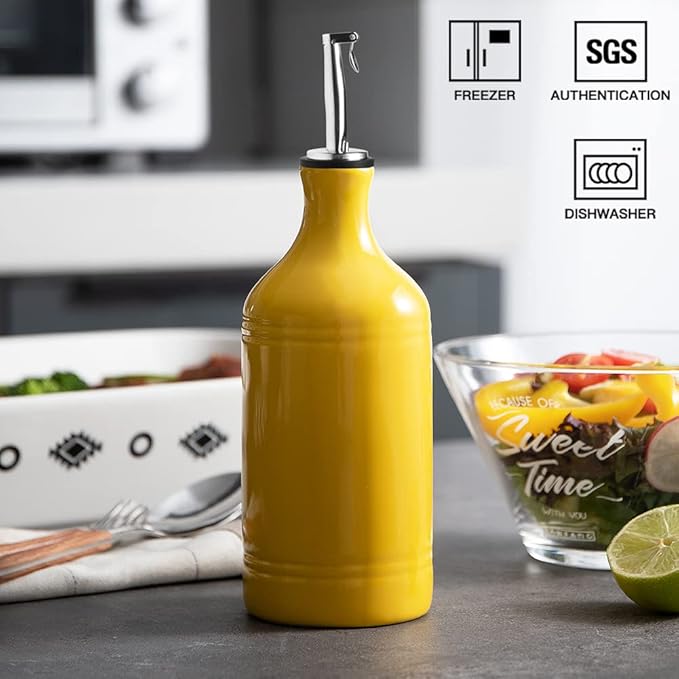 Sweejar Ceramic Olive Oil Dispenser Bottle, Opaque Oil Cruet Protects to Reduce - Image 2