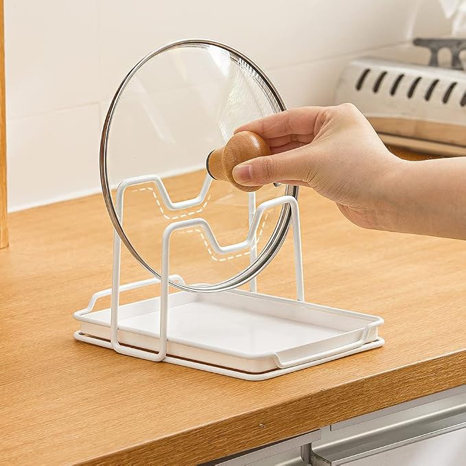 Poeland Pot Lid Holder, 2 Layers Pot Lids Organizer Multifunctional Lid and - Image 4