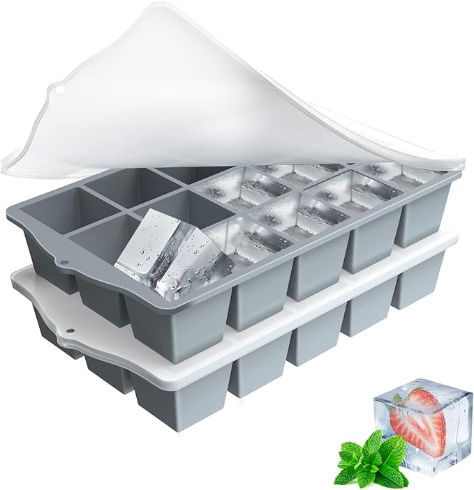 Ice Cube Trays for Freezer, 2 Pack Easy Release Slicone Ice Cube Tray by Unknown