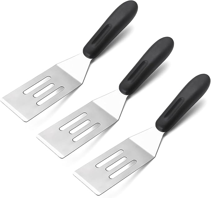 3 Pieces Small Metal Spatula Set, Mini Stainless Steel Serving Spatulas by Kunovo