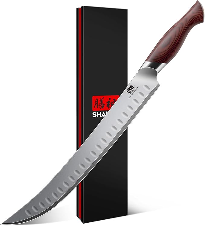 SHAN ZU Brisket Slicing Knife, 11.6 Inch Carving Knife Japanese High Carbon by SHANZU