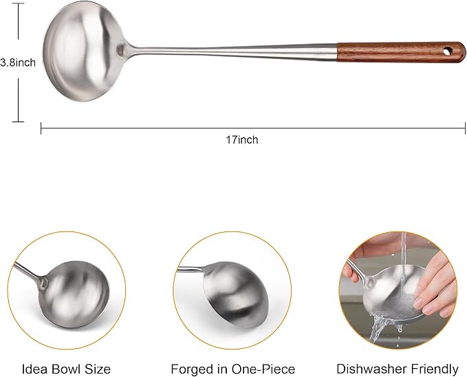 FJNATINH Soup Ladle, Metal Ladle Stainless Steel - Image 2
