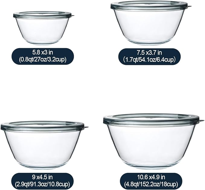 M MCIRCO Glass Mixing Bowls - Image 2