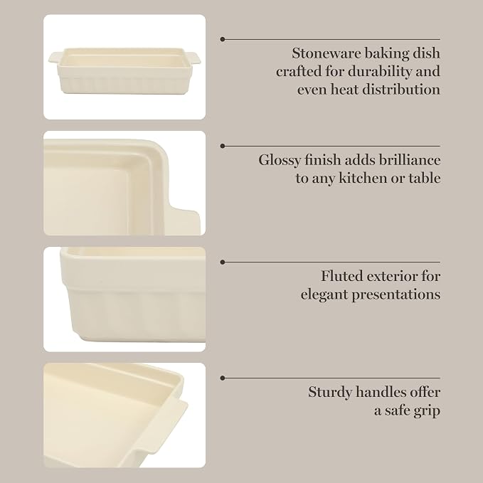 Martha Stewart Broadbrook Ceramic Bakeware, 13x9 Inch Rectangular Baking Dish - Image 4