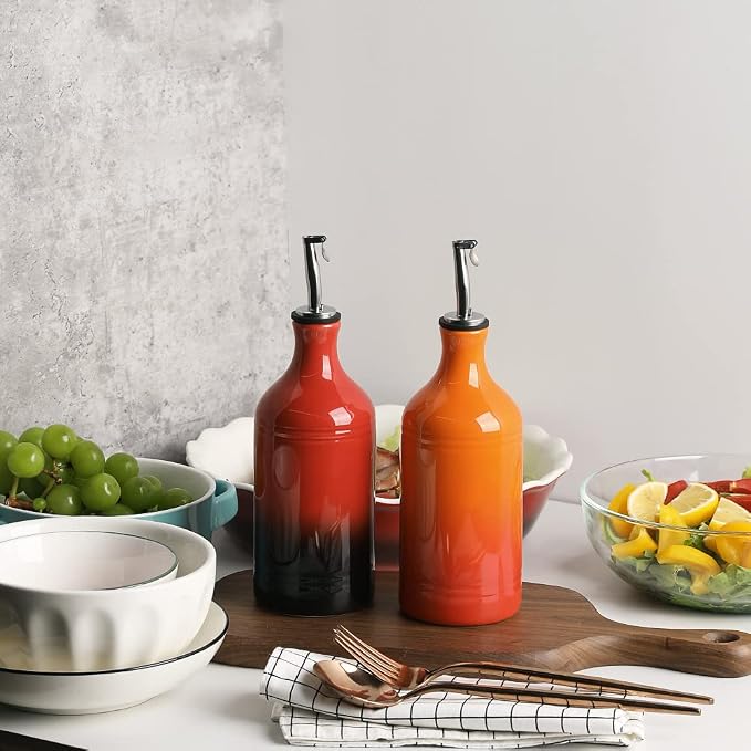 Sweejar Ceramic Olive Oil Dispenser Bottle, Opaque Oil Cruet Protects to Reduce - Image 5