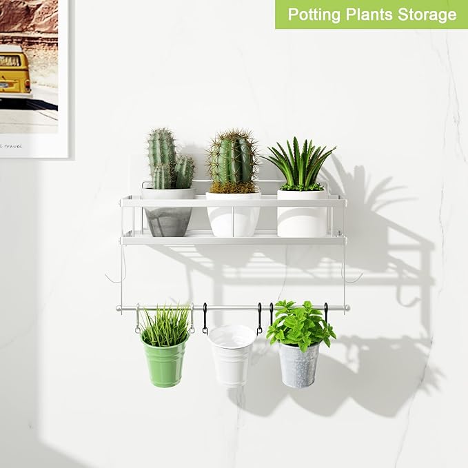 ESOW Paper Towel Holder with Shelf Storage, Adhesive Wall Mount 2-in-1 Basket - Image 5