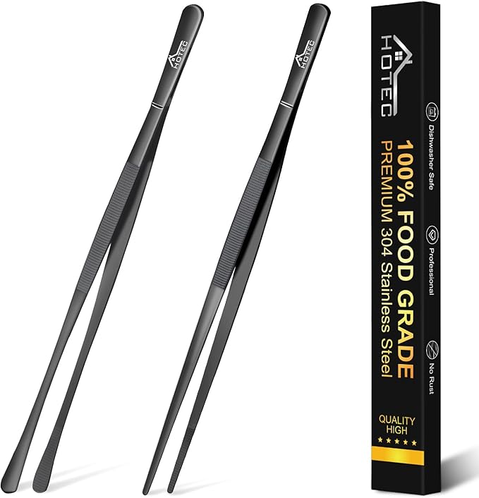 HOTEC Kitchen Tweezers Tongs Stainless Steel Professional Chef Tweezers by Hotec