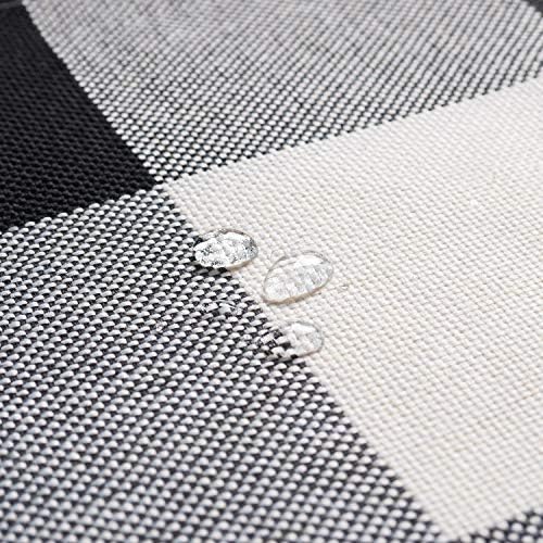 Buffalo Plaid Placemats, 12"x18", Pack of 4, Black and White