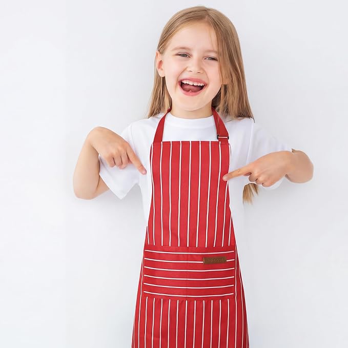2 Pack Stripes Kids Apron, Kids Cooking Aprons - Image 7