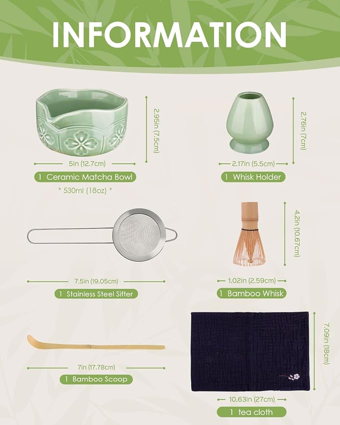 Matcha Whisk Set, Ceramic Matcha Bowl, Bamboo Whisk, Tea Towel - Image 6