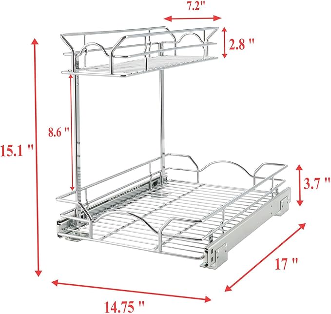 OCG Under Sink Cabinet Organizer Two Tier Pull Out Shelf, Under Sink Sliding - Image 2