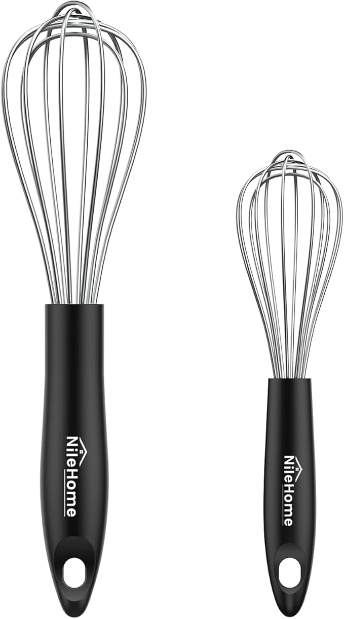 NileHome Silicone Whisk Set 8" 10" Kitchen Whisk Kitchen Wisk Wire Whisks by NileHome