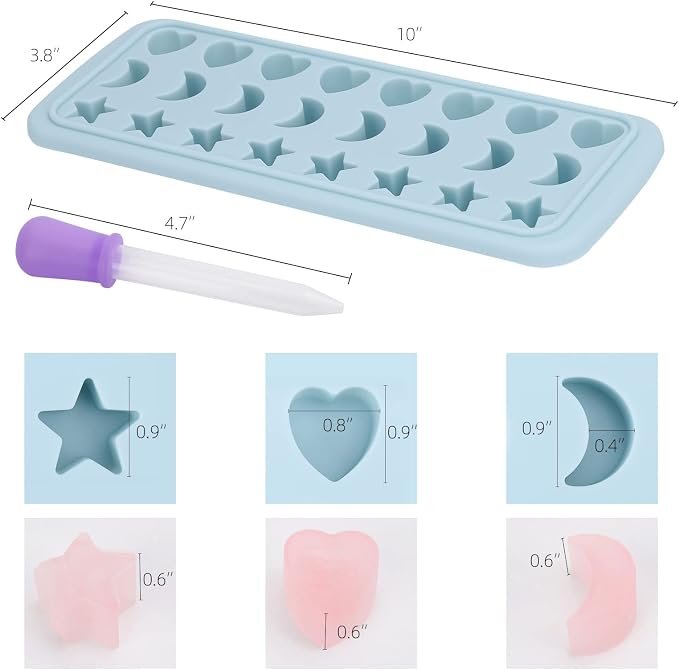 Moon Stars and Heart Ice Cube Tray Silicone Molds - Image 2