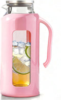 Delove Glass Pitcher with Lid & Shatterproof Shell – Heat-Resistant by Delove